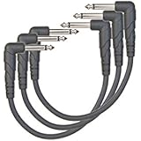 Planet Waves Classic Series Instrument Cable with Right Angle Plug, 0.5 feet (3-pack)