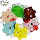 Reusable Food Pouch for Homemade Organic Baby Food Refillable Squeeze Pouches with Leak Proof Double Zipper BPA Free Self Standing Country Animals 6 Pack