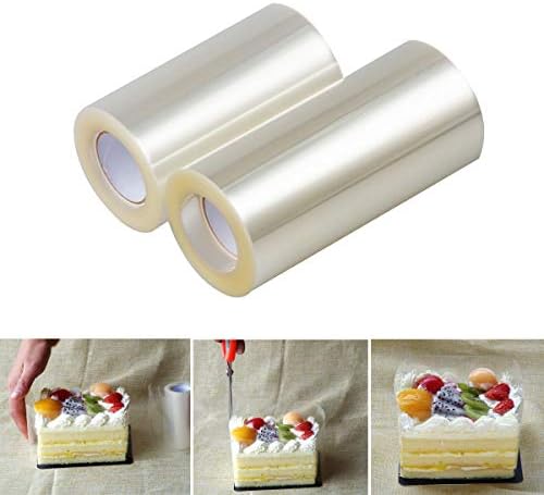 Maygone 8cm(3.1") Tall Clear Cake Collars Rolls Hard Mousse Cake Edge Decorating Tape Strip Transparent for Chocolate Mousse Cake Baking Modelling Tools -Standard Size