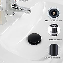 ZASLEME Bathroom Sink Drain Without Overflow, Push