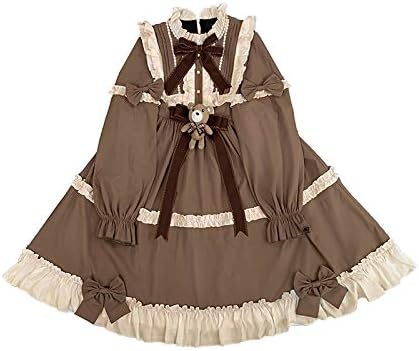Amazon Insie ワンピース ロリータ服 Lolita Op ワンピース 長袖 コスプレ コーヒー色 テディベア 森ガール レディース かわいい ブラウス 蝶結び L コスプレ 仮装 通販