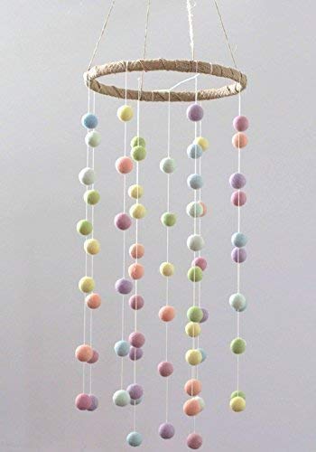 Amazon Com Pastel Rainbow Felt Ball Nursery Ceiling Mobile Large