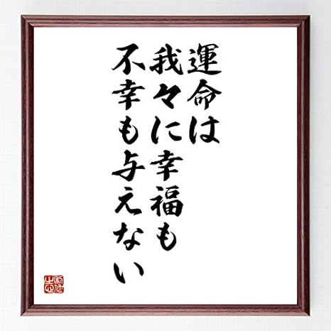 Amazon Co Jp 書道色紙 モンテーニュの名言 運命は我々に幸福も不幸も与えない 額付き 受注後直筆 千言堂 Z2849 ホーム キッチン