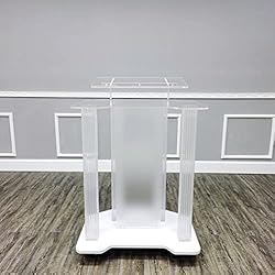 FixtureDisplays® Acrylic Podium Wood Pulpit Large