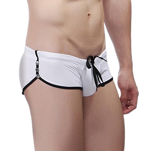 TOOPOOT Men's Swimming Trunks, Mens Boxer Swimming Briefs (M, White)
