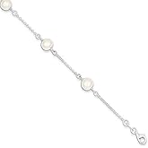 925 Sterling Silver Freshwater Cultured Pearl Chain Bracelet