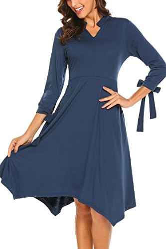 Pasttry Women's Short Sleeve A-Line Flare Casual Loose T-Shirt Midi Dress Striped