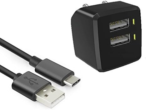 USBelieve USB Wall Charger and USB-C Cable Pack, 12W(2.4A) Compact USB Power Travel Adapter with Type C Charging Cord for Samsung Galaxy S8, Galaxy S8 Plus, LG V20, LG G6 (Charger + Type-C Cable)