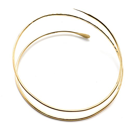 IDS Minimalist Gold Metal Coil Upper Arm Cuff Open Arm Bracelet Armlet Armband Bangle Gift for Women and Girl