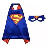 Kzoo Warehouse Superhero Superman Cape and Mask Costume Set for Boys Kids Age 2-10 Dress up Birthday Party Halloween (Superman)