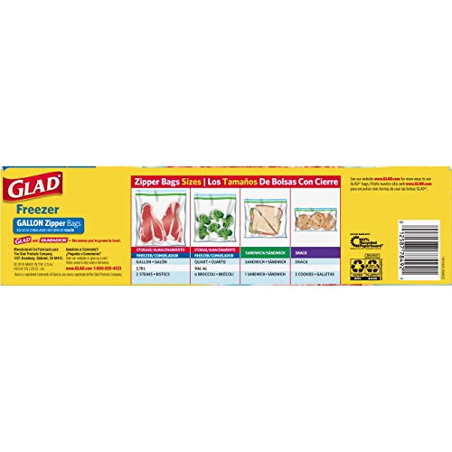 GLAD Zipper Freezer Storage Plastic Bags, Gallon Bags, OntheGo Snack