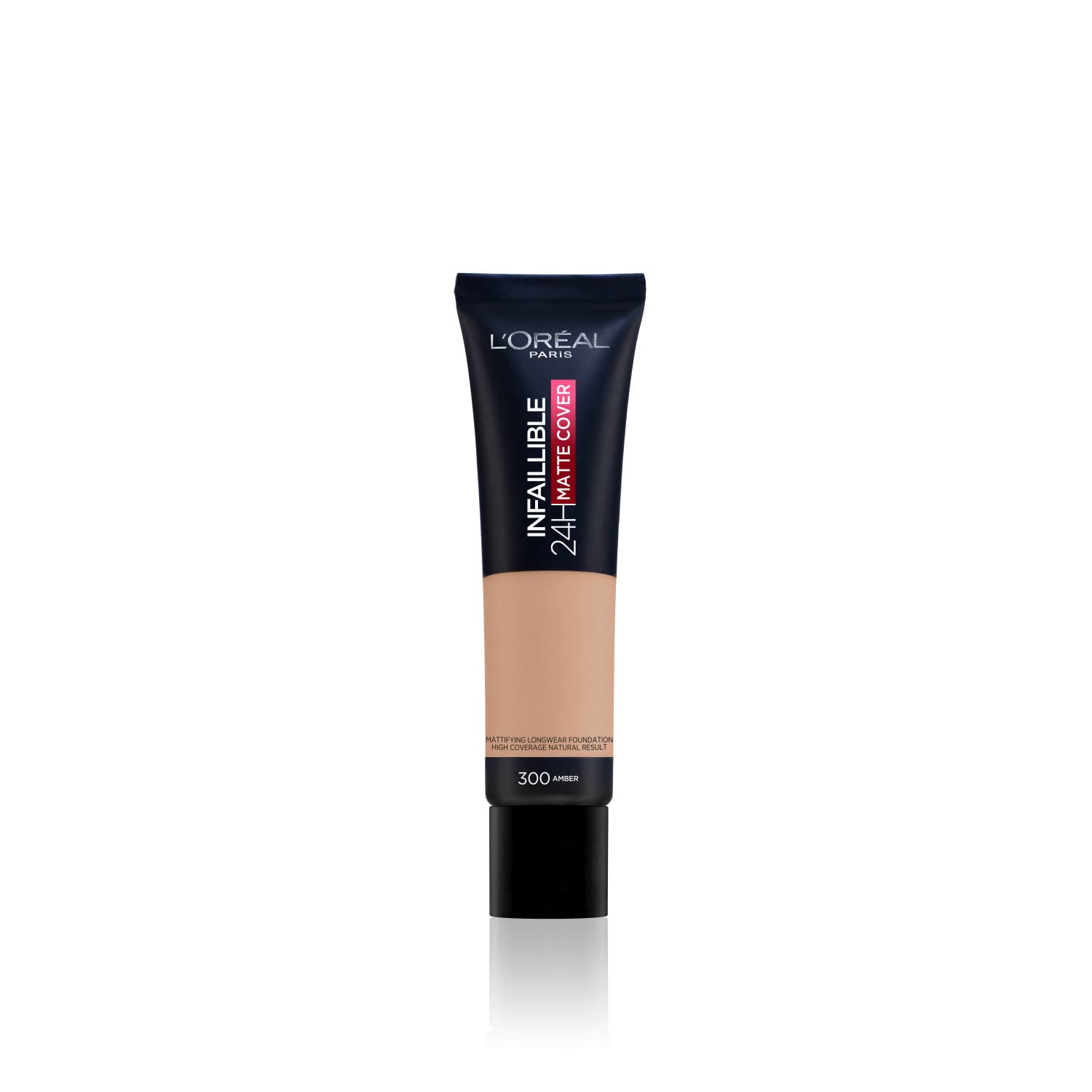 L'Oreal Paris Cover Liquid Foundation, With 4 Percent Niacinamide, Long Lasting, Natural Finish, Available in 20 Shades, SPF 25, Infallible 24H Matte Cover, Shade 300, 30ml