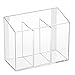 mDesign AFFIXX, Peel-and-Stick Adhesive Vanity Cosmetic Organizer for Hair Care, Jewelry, Bath, Q-Tip Holder, Makeup - 3 Compartment, Clear