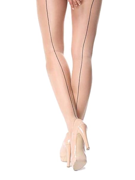 Miss O Glänzende Ouvert Strumpfhose mit Rücknaht, Schrittoffen