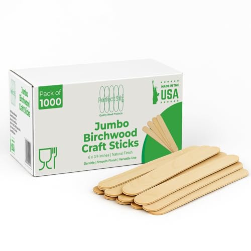Perfect Stix Jumbo Birchwood Craft Sticks, 6 x 3/4 inches, Natural, 1000 Count,…
