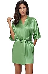 The Bund womens Pure Colour Short Kimono Robes with