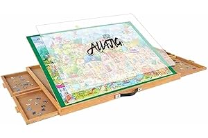 ALL4JIG Adjustable Jigsaw Puzzle Board with 4 Drawers & Cover - 3-Tilting-Angle Jigsaw Wooden Puzzle Table for Adults 25"x34"