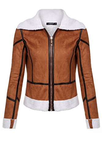 eshion Women's Winter Style Soft Faux Suede Leather Pea Coat eshion Women's Winter Style Soft Faux Suede Leather Pea Coat