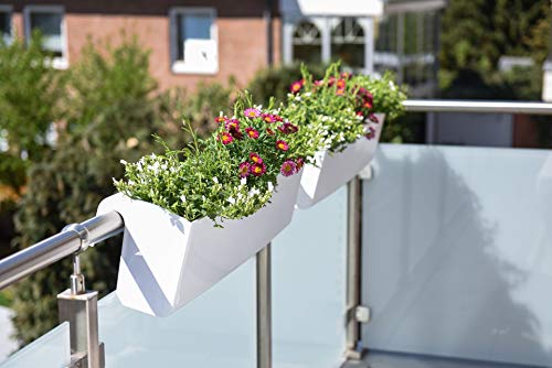 VIVANNO Balkonkasten mit Halterung & Bewässerungssystem BALKONA Classico Weiß 80 cm lang – Bild 5
