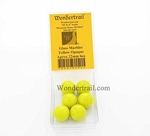 Yellow Opaque 22mm Glass Marbles Pack of 6 Wondertrail WONGM202