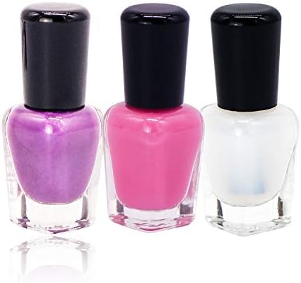 Nail Polish Set,Conisy Non Toxic Easy Peel Off Quick Dry Eco Friendly Water Based Nail Polish for Women and Girls - 3 Bottles (Light Purple + Light Pink + Clear Top Coat)