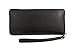 Michael Kors Black Leather Jet Set Travel Continental Zip Around Wallet Wristlet with Golden Hardware