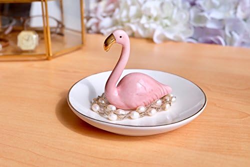 Eastyle Jewelry Dish Rings Hand Chain Bracelets Earrings Trays Holder (Flamingos)