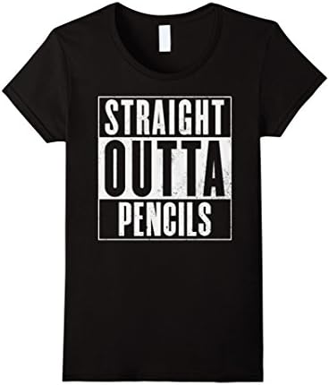 Women's Straight Outta Pencils T-Shirt Large Black