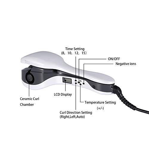 Simoner Twist Hair Curling Wand Hair, Professional Magic Negative Ion All Automatic Hair Rollers Curler, Anion Luxury Styling Tools, White