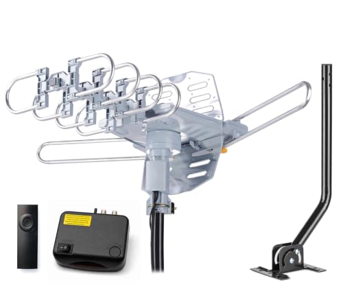 PBD Amplified Outdoor TV Antenna for Local Channels, 360° Remote Rotation