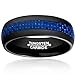 8mm Men's Black Tungsten Carbide Engagement Ring Wedding Band Blue Carbon Fiber Inlay Comfort Fit