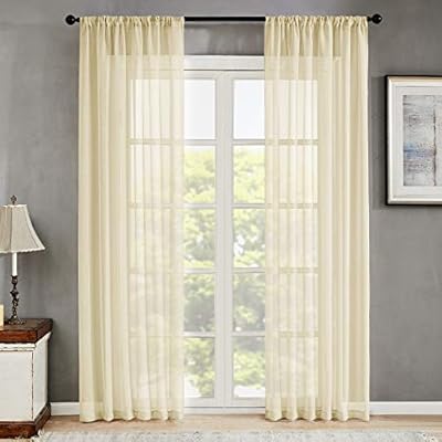 Amazon Com Mrtrees Sheer Curtains Yellow 108 Inch Length Sliding