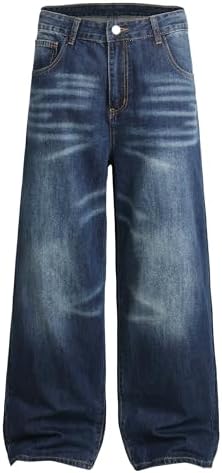 パンツ Gradient Wide Denim Pants Y2K Pants Jeans for Men Fashion Y2k Gradient Color Straight Wide Leg Denim