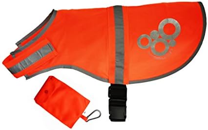 Reflective Dog Vest –Blaze Orange and Reflective Silver– Lightweight Breathable Fabric– Secure Adjustable Elastic Waistband +BONUS Storage Bag LARGE