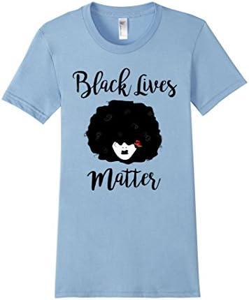 Women's Women's Afro Woman Black Lives Matter Slim Fit T-Shirt Medium Baby Blue
