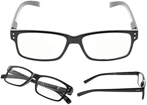 Eyekepper 5-Pack Spring Hinge Reading Glasses Vintage Readers Men Women, Black-5pcs All Clear Lens, 2.25 Diopters - Image 4