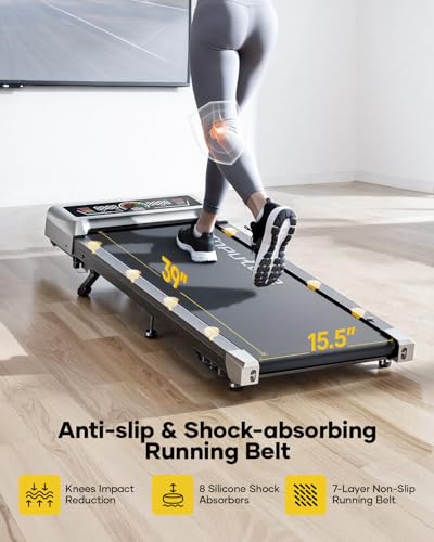 TOPUTURE Walking Pad with Incline, 2 in 1 Treadmills for Home & Office, Under Desk Treadmill, 2.5HP Portable Compact Treadmill with Remote Control, APP & LED Display, Installation-Free