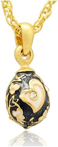 MYD Jewelry Mothers Day Gifts Mini Heart Faberge Egg Pendant Necklace (blue)