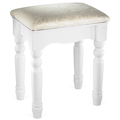 Fineboard Luxury Vanity Stool Makeup Dressing Stool Pad Cushioned Chair for Vanity Tables and Bedroom Sets, White