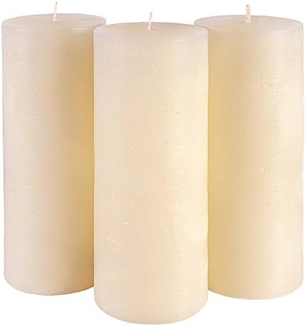 Candle Atelier Classic Ivory 3" x 7.5" Handmade Pillar Candles, Fragrance-free, Set of 3