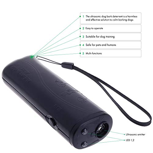 nicekrud LED Ultrasonic Dog Repeller & Trainer Device 3 in 1 Anti Barking Stop Bark Handheld Dog Training Device