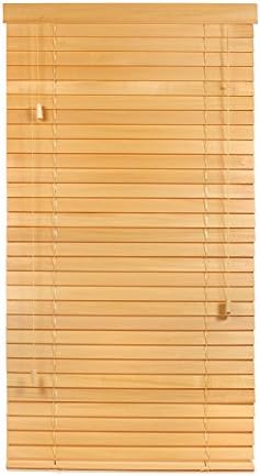Luxr Blinds Custom-Made 100% Real Wood 2" Slats Venetian Blinds: Easy-Mount Horizontal Window Treatment with Magnetic Valences- 34"X64" Length, Natural