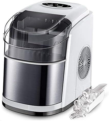 Electactic Ice Maker Machine for Countertop, 26Lbs/24H Portable Electric Ice Makers, Compact Ice Cube Maker 9 Cubes Only Need 6-8 Minutes,Ice Making Machine for Home, Kitchen, Bar (White)