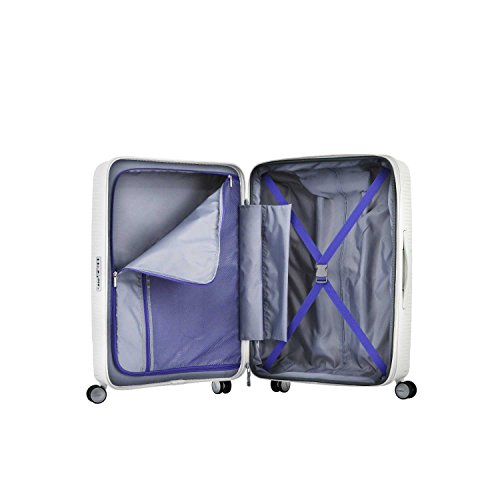 American Tourister Curio Hardside Luggage with Spinner Wheels, White, CheckedLarge 29Inch