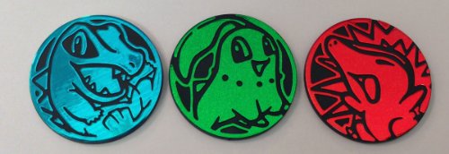 Chikorita, Cyndaquil, and Totodile Coin Set from the Pokemon Trading Card Game (Heart-Gold & Soul-Silver)