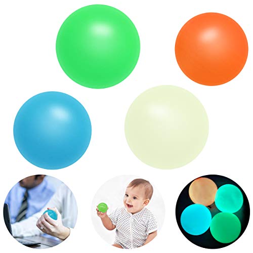 JTBYABL 4 Sticky Balls That Gets Stuck on The Roof, Glow in The Dark Throwing Vent Ceiling Balls