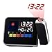 Mercu Projection Alarm Clock with 3.7" Digital Weather Black LED, Auto Time Set, Dual Alarm, Nap/Sleep Timer, Temperature/Day/Date Display with Dimming(Black) primary