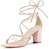 Allegra K Women's Chunky Heel Lace-Up Sandals - 3 Inch Block Heel Summer Shoes