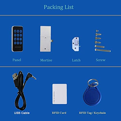 Electronic Cabinet Lock Kit Set, Digital Touch Keypad Lock, Password Entry and RFID Card / Wristband Entry, Keyless Door Lock Knob