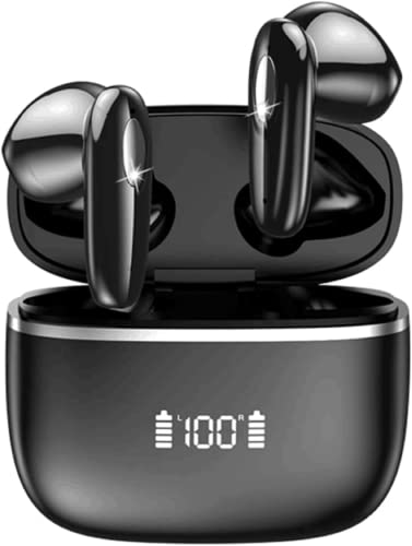 Wireless Earbuds Bluetooth 5.1 Headphones in Ear True Wireless Stereo Long Playtime Bluetooth Earbuds Built-in 4 Mics Waterproof Smart Touch Control Enhanced Bass LED Display Headset for Sport Work